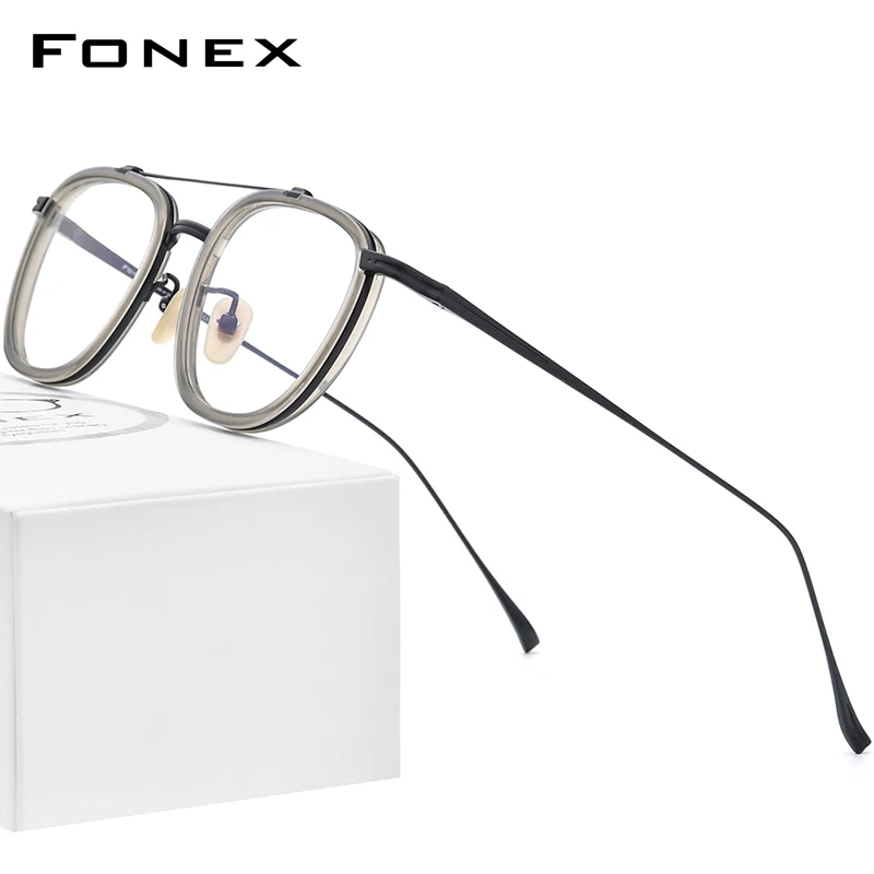 

FONEX Acetate Titanium Eyeglasses Frame Men Retro Square Glasses Women 2022 Vintage Eyewear F9025