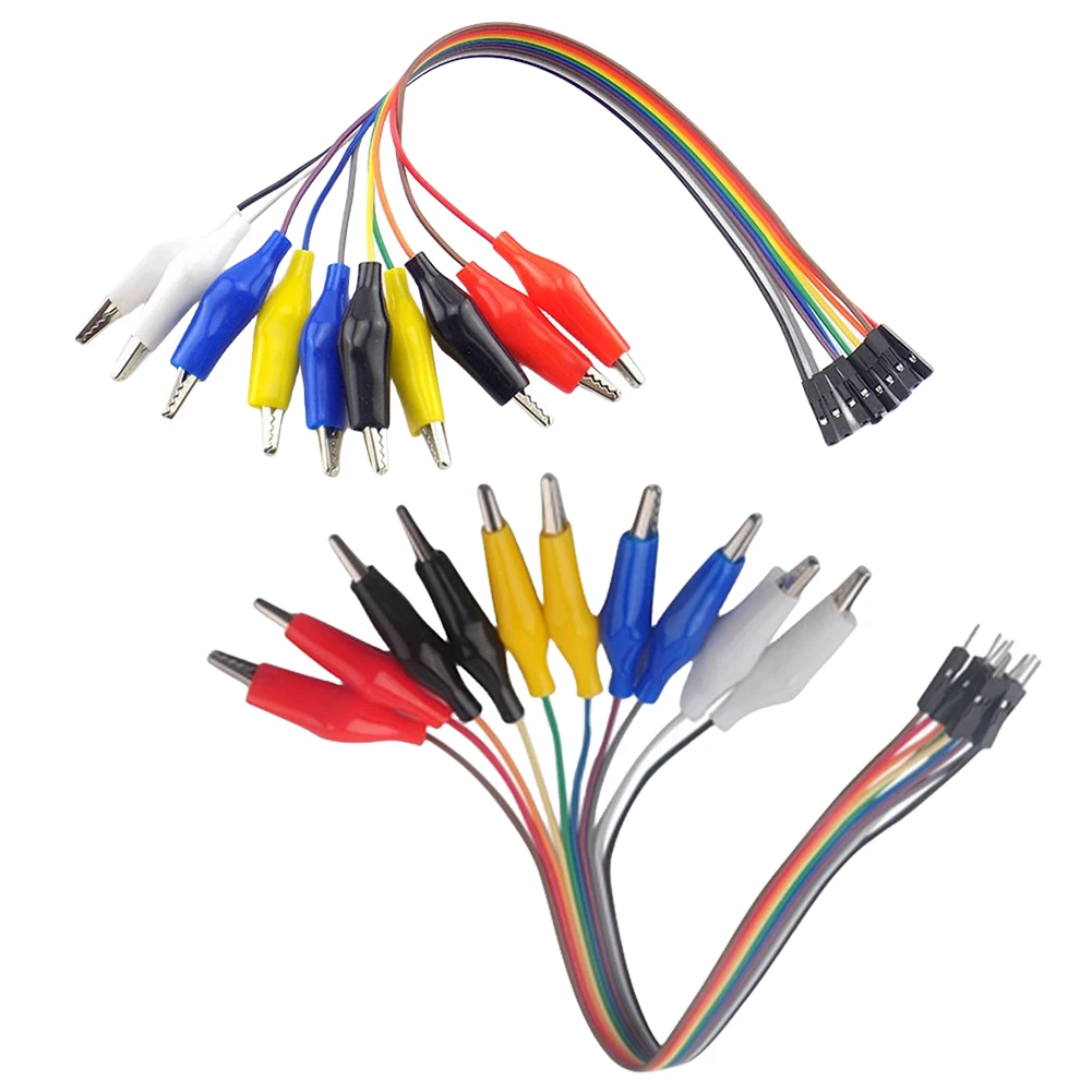 Color End Alligator Clip Wire 20cm/30cm Alligator Electrode Clip Wires Dual Ended Wire Test Jumper Cable Male Female for Arduino