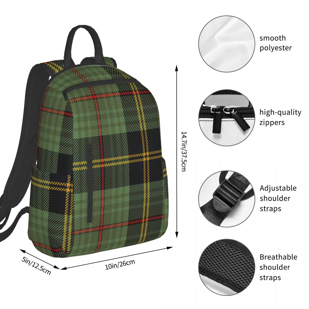 Classic Scottish Clan Tartan Plaid Backpack Student Boys Girls BookBag Children School Bag Laptop Shoulder Bags for Men Women