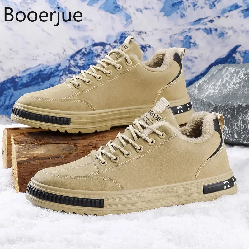 Men's snow boots winter warm shoes fuzzy-lined windproof hiking boots winter insulated shoes fuzzy-lined windproof hiking boots