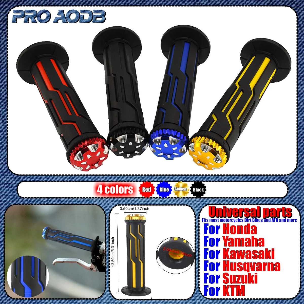 

Motorcycle 7/8" 22mm 24mm Handle Grip Non Slip Rubber Throttle Grip For Motorbike Motocross Off Road E-Bike Scooter Universal