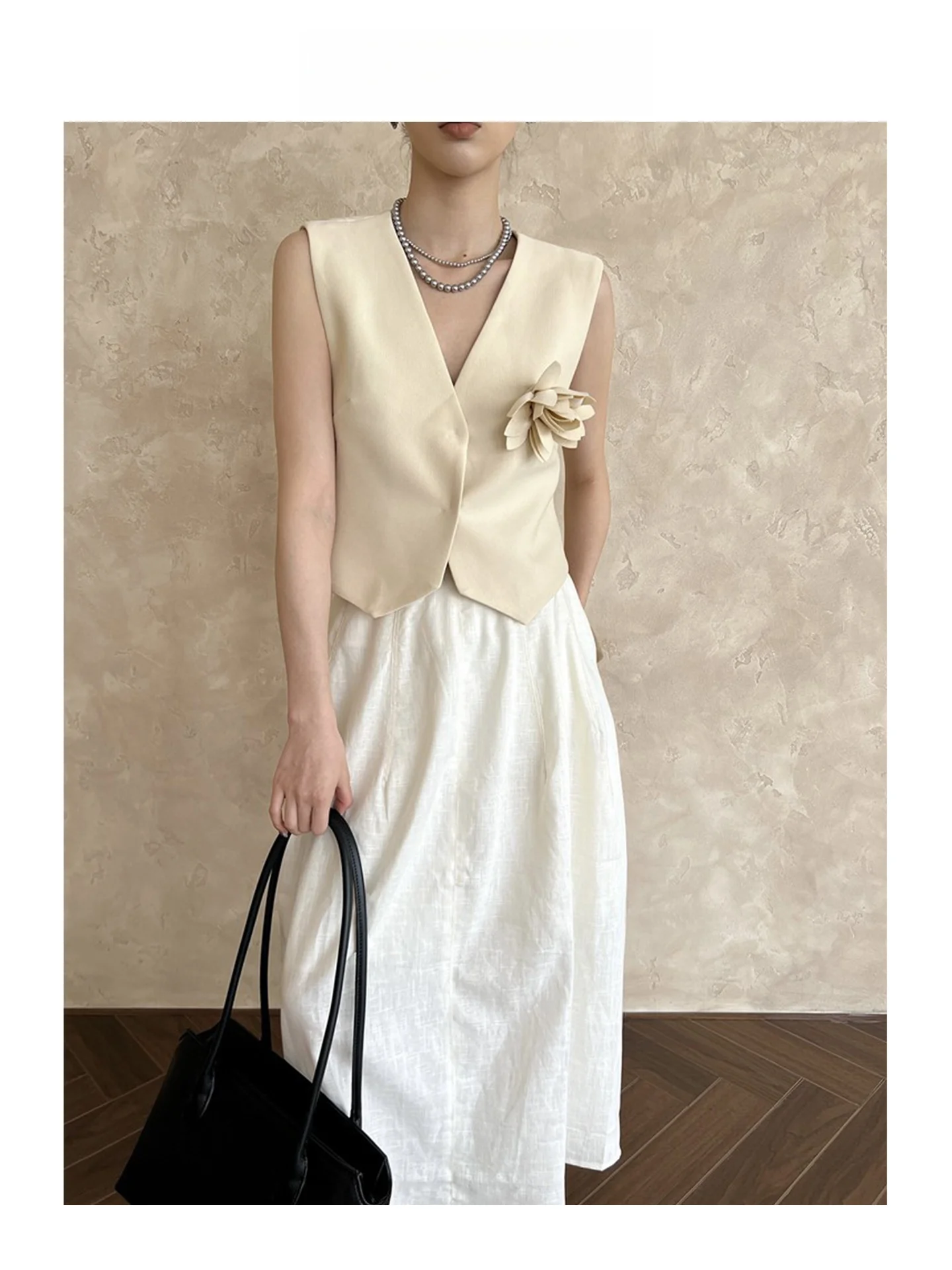 

Arete Ak Vintage 3D Flower Women's Vest Early Spring Small Fraance Sle Slimming Unique Design Top Polyester Fiber