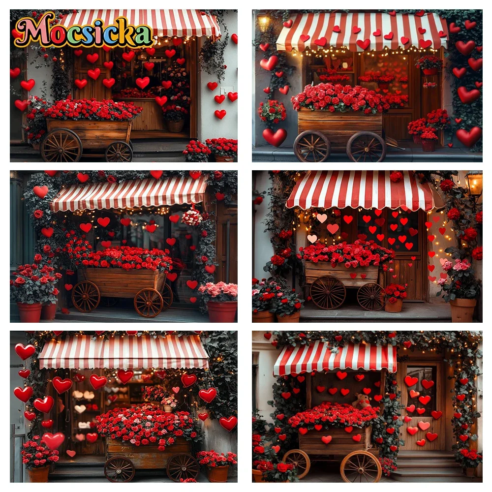 Mochisca 14 พฤศจิกายนวันวาเลนไทน์การถ่ายภาพพื้นหลังกุหลาบรักร้านดอกไม้ปาร์ตี้วันหยุดครอบครัวฉากหลังสตูดิโอ