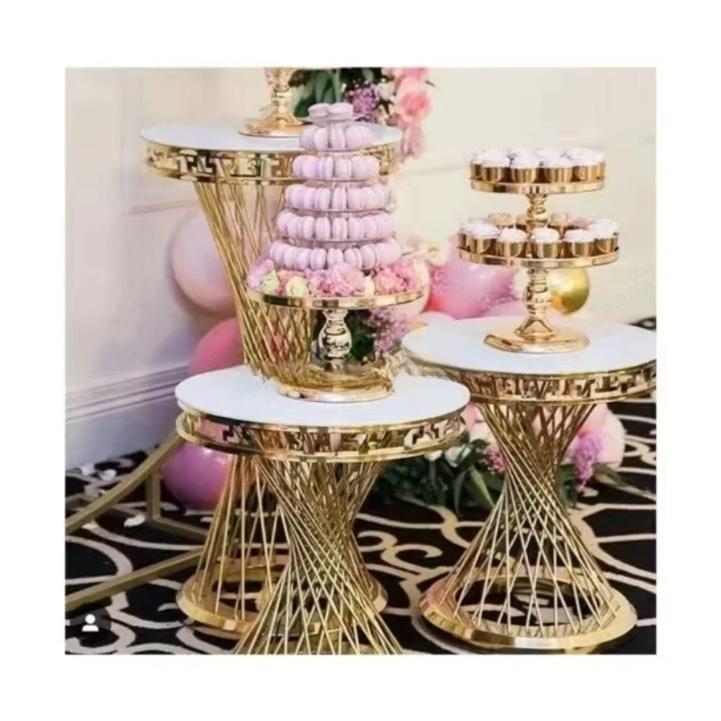 

Wedding Decoration Event Supplies Cylinder Wedding Centerpieces Gold Plinth Cake Stands for Wedding Cakes