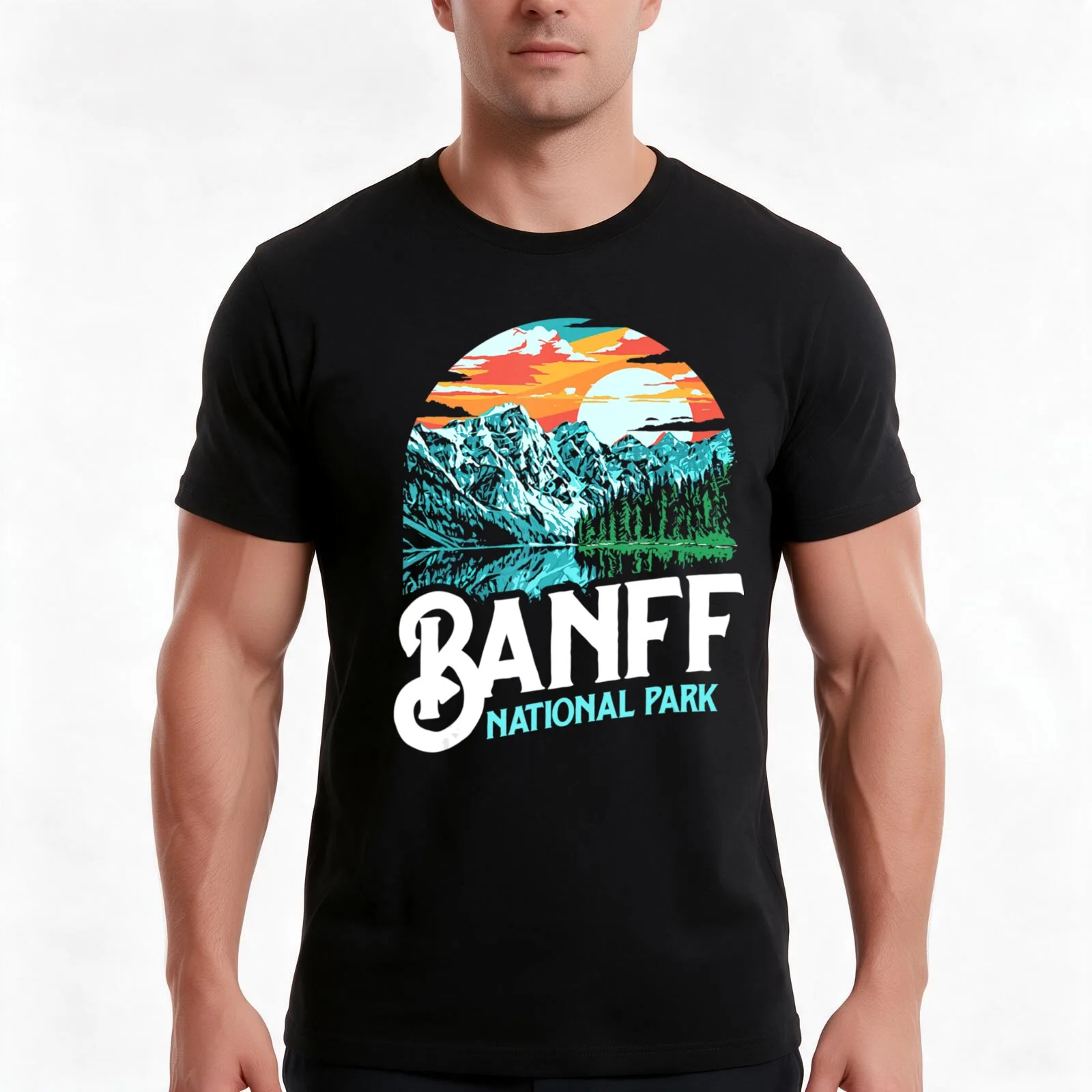 Banff National Park Lake Louise Canada T-Shirt, Summer Casual Cotton Tee, Oversized Streetwear Tops, Vintage Graphic Print