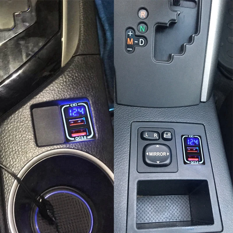 Pengisi Daya Cepat Port USB Mobil QC3.0 untuk TOYOTA BlueJAS