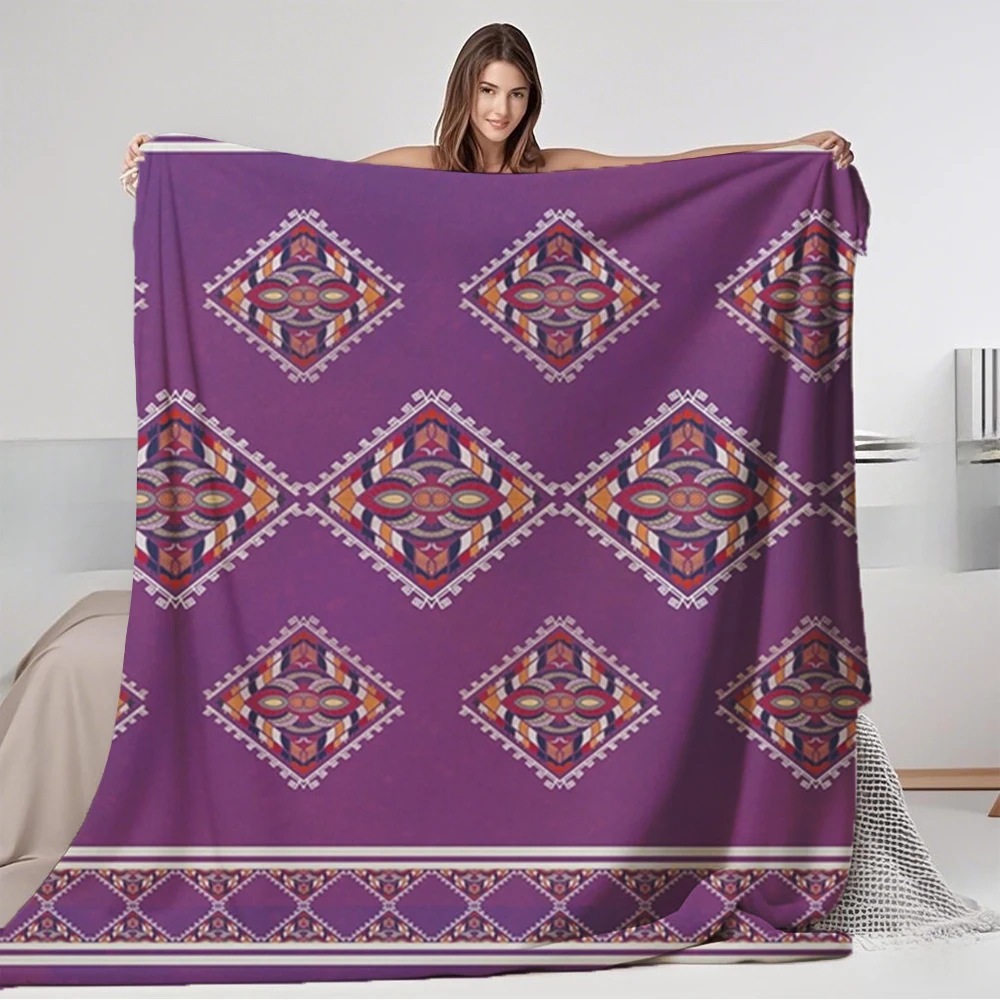 

Quality Flannel Bed Blanket Ethnic Motifs Characterized By Abstract Design Reversible Blanket Bedsheet Lightweight Breathable