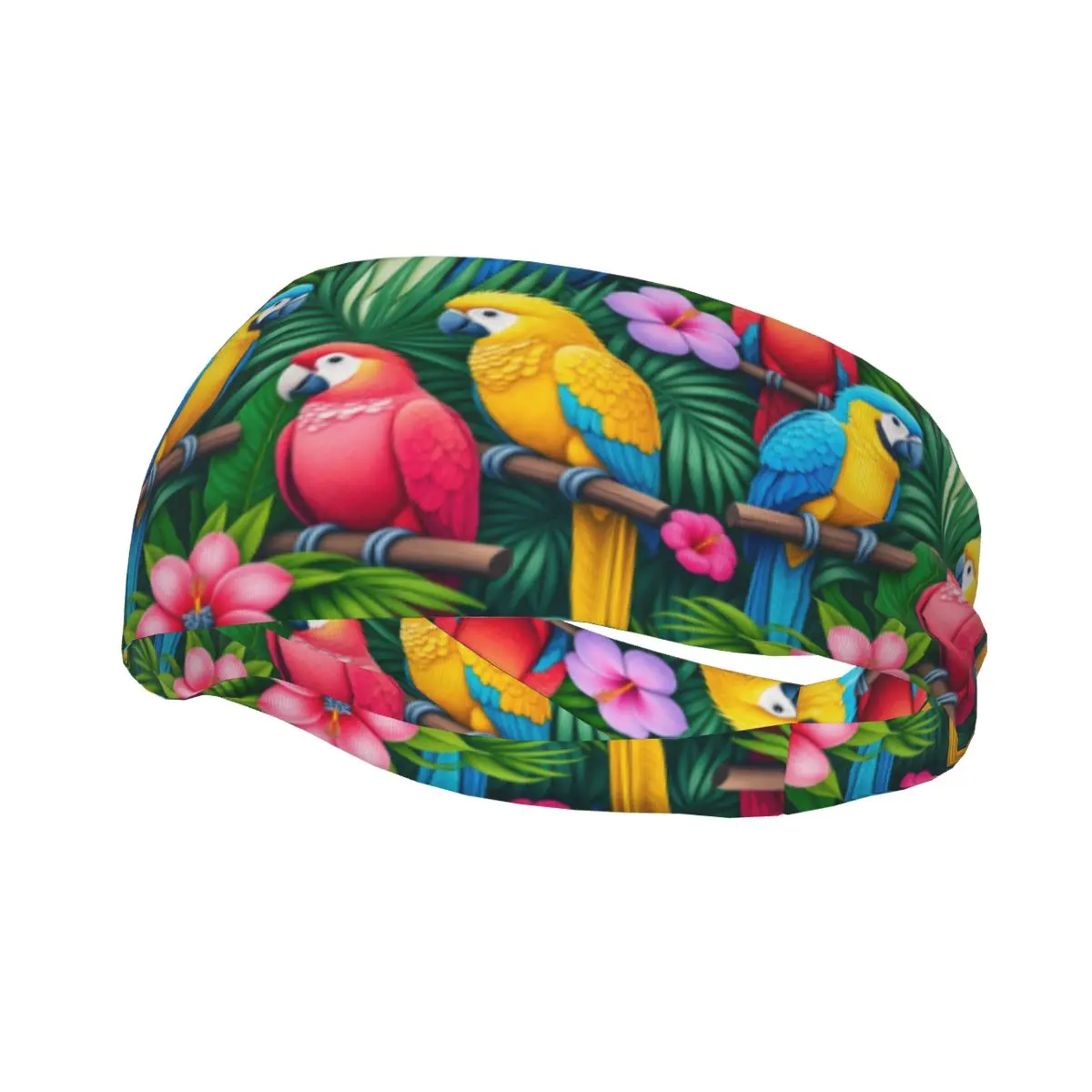Sports Headband Portable Hair Band Tropical Parrot And Flowers Hair Wrap Brace Running Exercising Sweatband