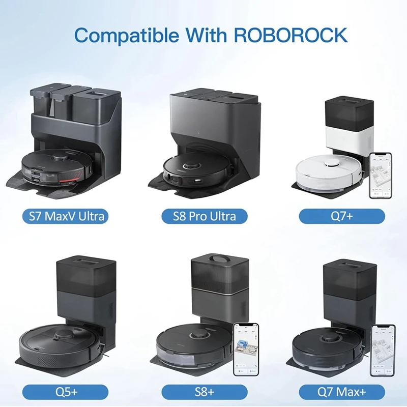 استبدال أكياس الغبار ل Roborock ، فراغ الذاتي فارغة قفص الاتهام ، تعزيز ، S8 زائد ، S8 برو الترا ، S7 Maxv الترا ، Q5 ، Q5 + ، Q7 + ، Q7 ماكس زائد
