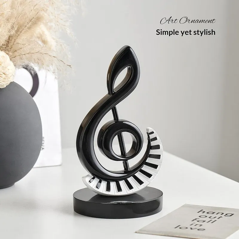Modern Simple Musical Note Resin Ornament for Living Room Office Desk Decor