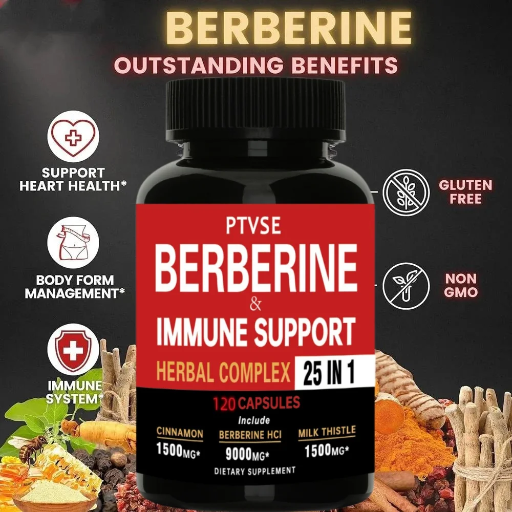 Premium Berberine Supplement Capsules Supports Heart Health Immune System Healthy Food