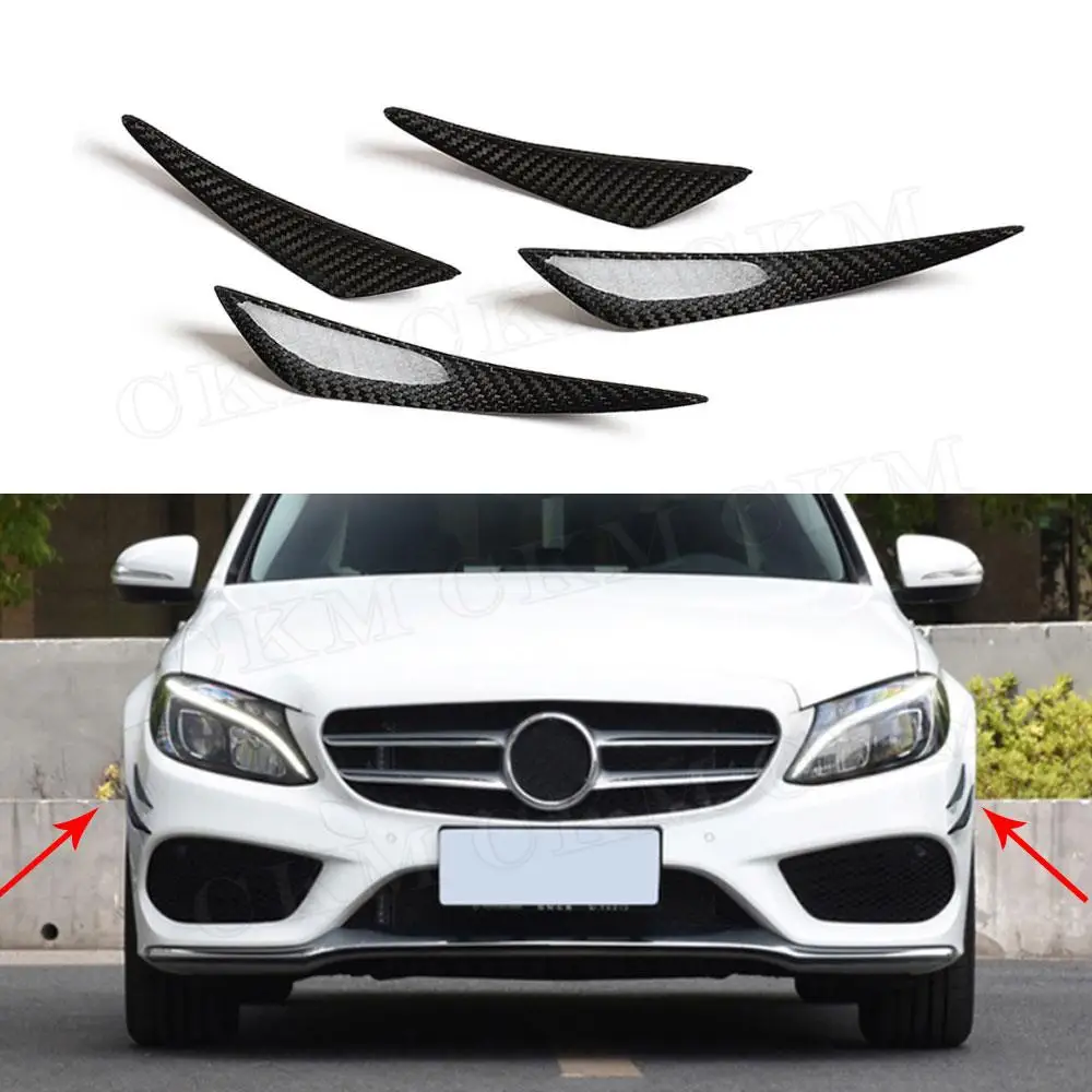 

Carbon Fiber Car Front Bumper Lip Spoiler Splitter Air Knife Canards Sticker for Benz A B C E S Class W205 W212 W218 C238