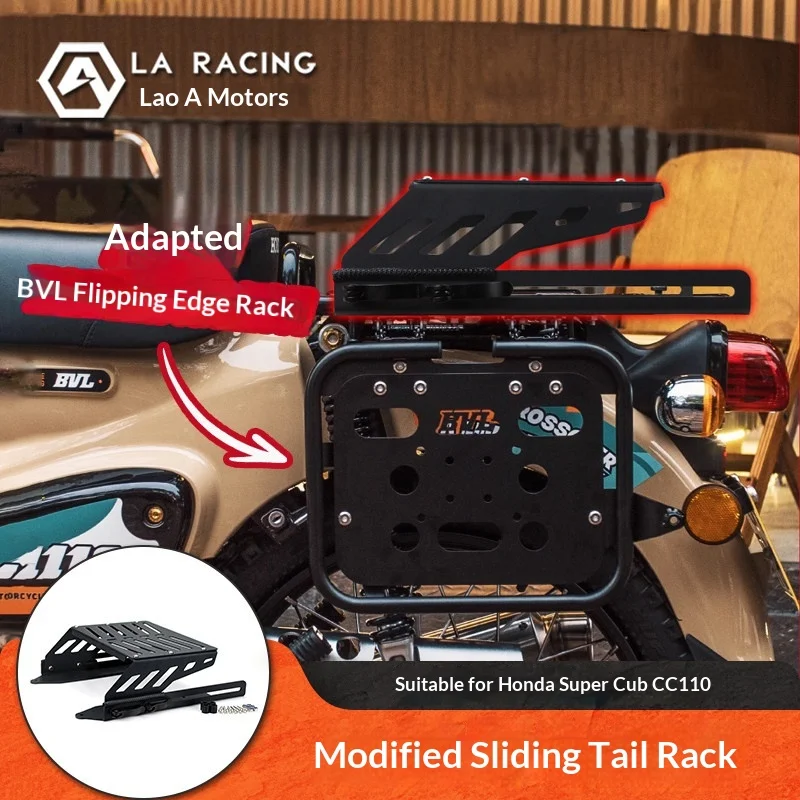 【Premium】For Compatible with BVL Flip Edge Rack Dedicated Honda Cub CC110 Sliding Tail Rack Sliding Rack Trunk Bracket