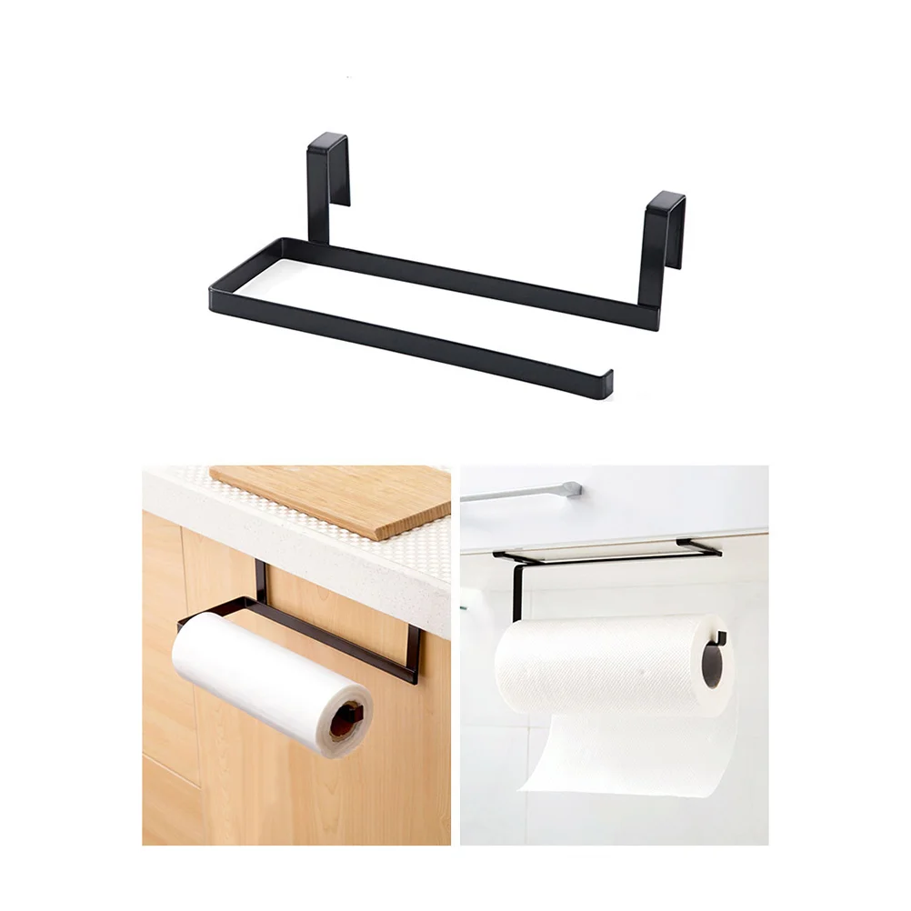 Over the Drawer Paper Towel Holder Toilet Roll Paper Holder Tissue Paper Holder Towel Rack for Kitchen Toilet Bathroom Black