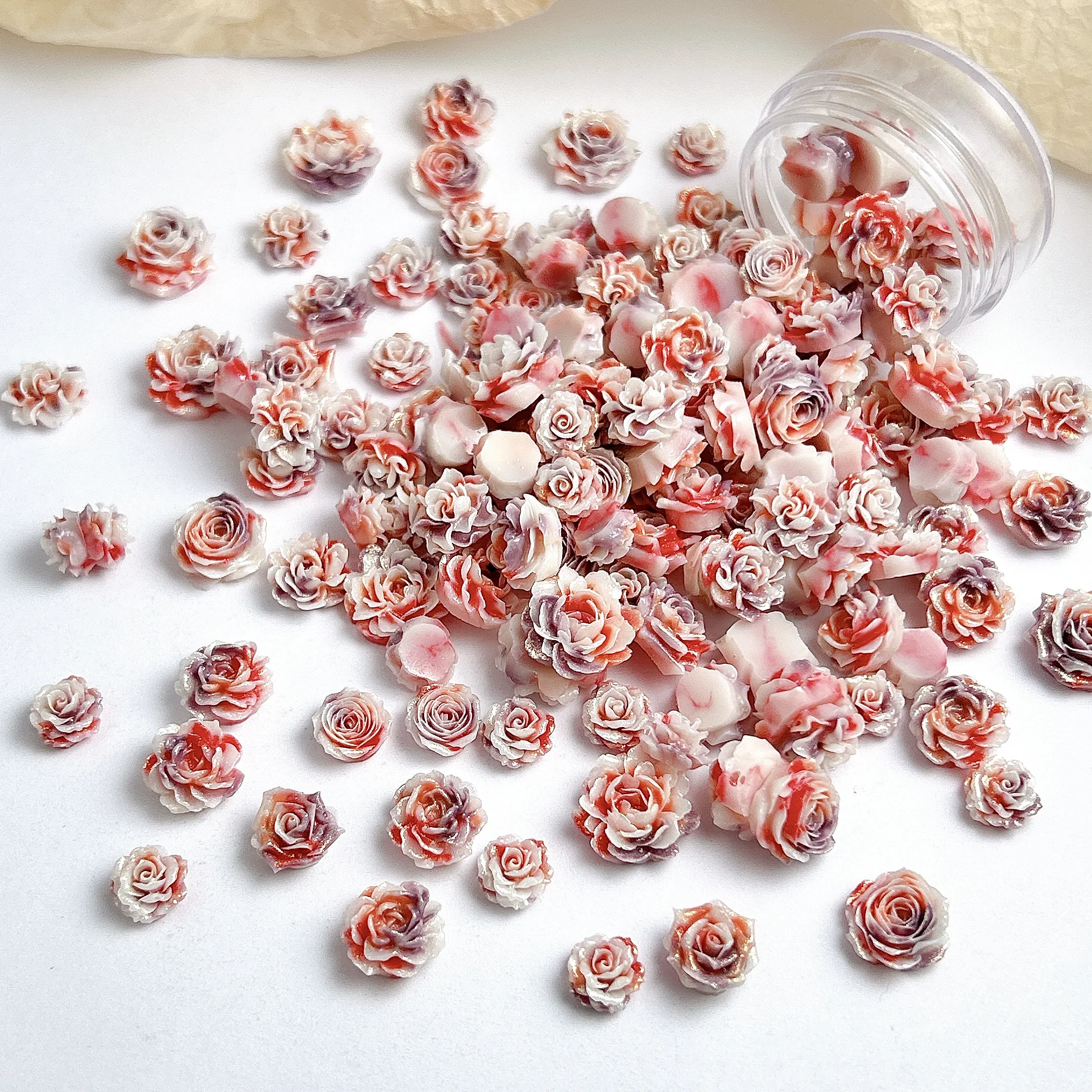 반짝이는 달콤한 장미 동백꽃 레진 네일 장식 3D 창의적인 핑크 퍼플 부드러운 꽃 네일 참 DIY 반지 귀걸이 네일