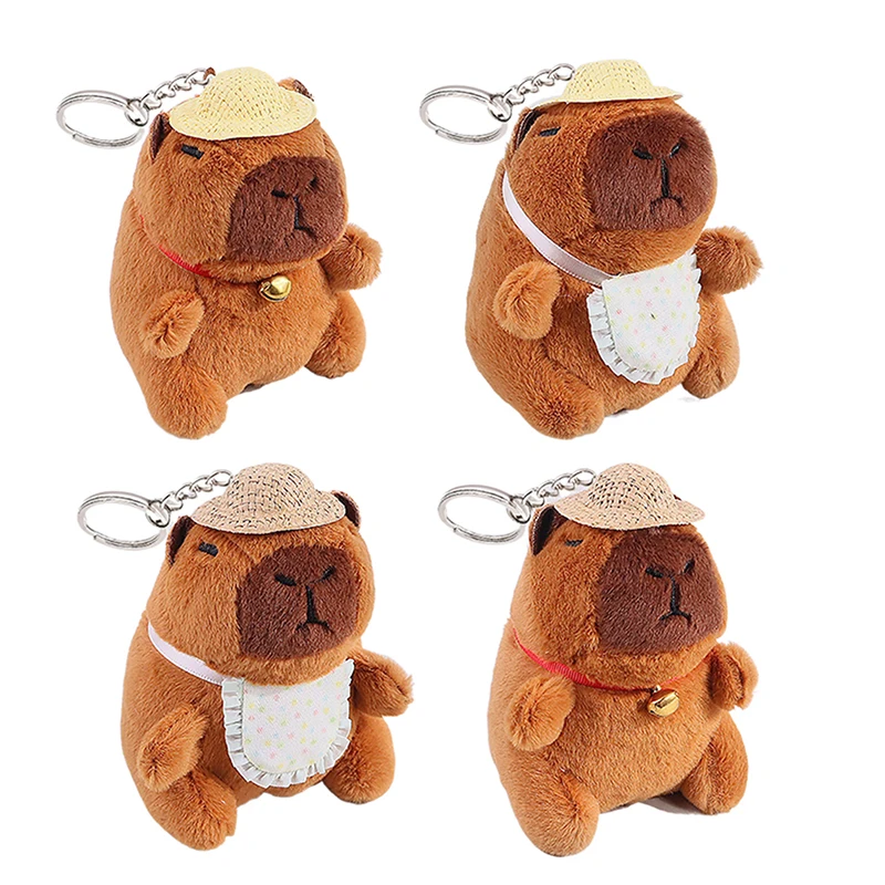 Cute Capybara Plush Doll Keychain Pendant Creative Cartoon Soft Fur Doll Backpack Pendant Car Key Ring Decoration Gift