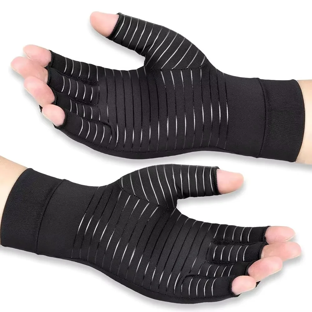 2 Pairs Copper Arthritis Gloves for Hand Pain Relief, Rheumatoid Osteoarthritis, Swelling, Carpal Tunnel, Compression Gloves