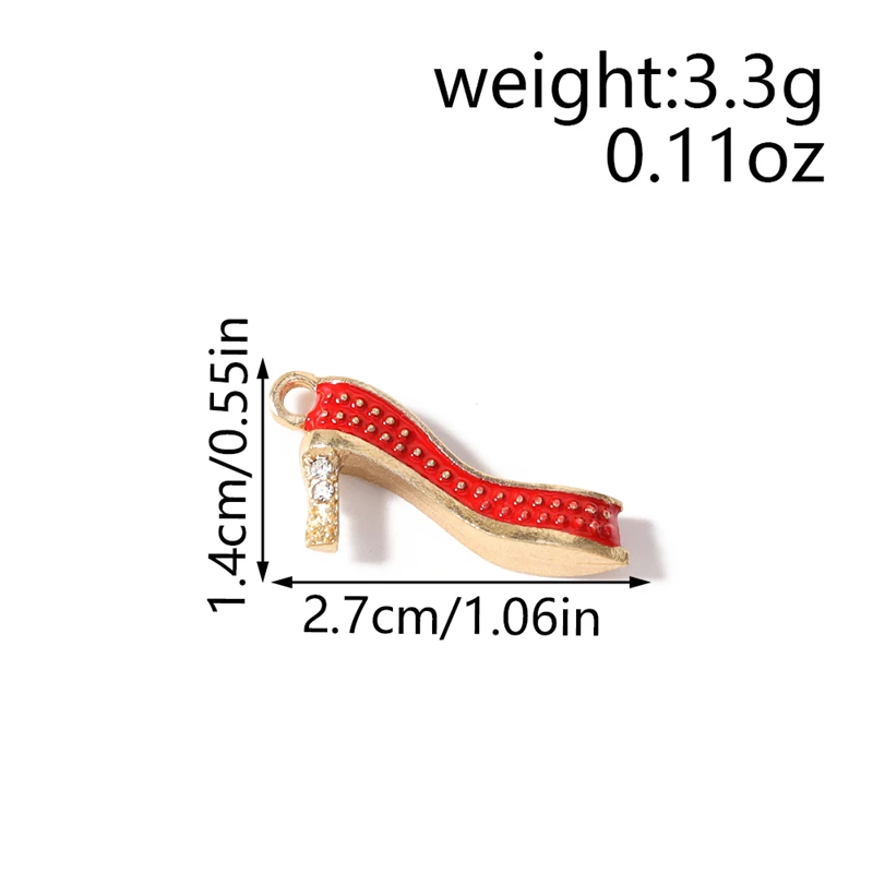 10 Stück Niedliche Emaille-Anhänger in Form von High Heels, Taschen und Lippenstiften für die Herstellung von Halsketten, Ohrringen, Armbändern, DIY-Bastelarbeiten und Schmuckzubehör – Detail 1