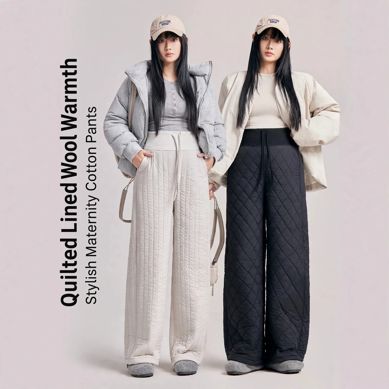 Maternity Pants Winter Velvet Thickened Thermal High Waist Straight Plus Size Warm Nylon Casual Travel Work Daily Wear