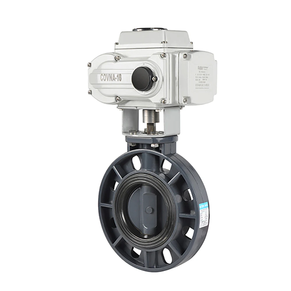 COVNA B2Bclearance Sale DN50 UPVC Plastic  Motor Operated Control Electric Wafer Butterfly Valve AC220V