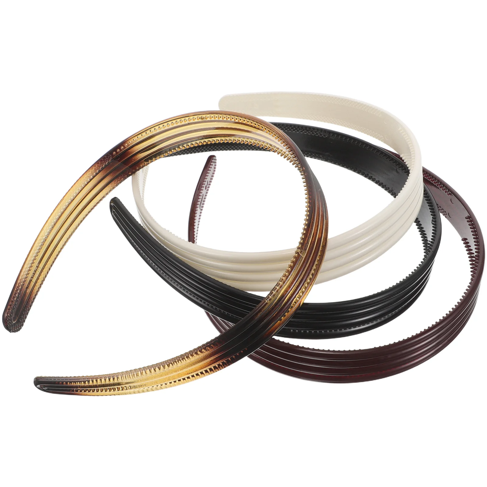 

4Pcs Non Slip Retro Striped Headbands 2cm Width Resin Hair Accessories for Women Vintage Minimalist Casual Everyday Use