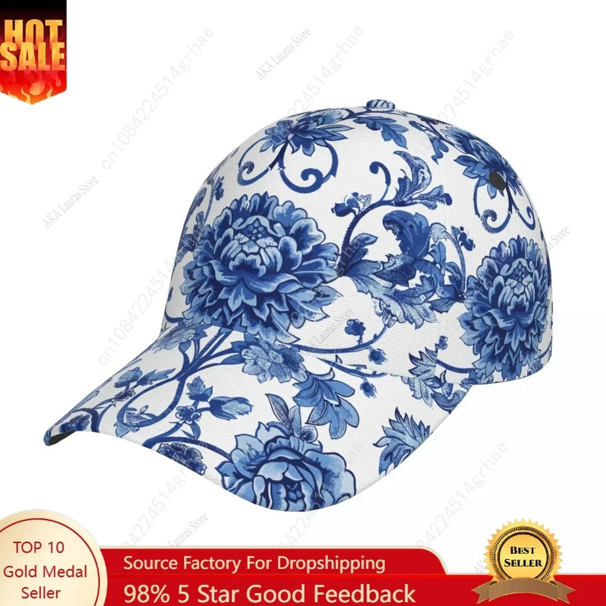 Golf Hat Men Baseball Cap Sports Vintage Baroque Flowers Snapback Hat Fashion Outdoor Hip Hop Hats For Men Women Unisex