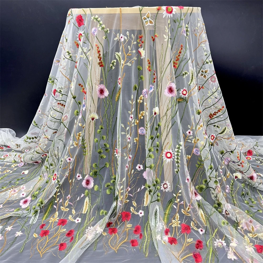 

Французская высококачественная водорастворимая водная ткань высокой плотности с вышивкой в африканском стиле, модная сетчатая вышитая цветочная ткань