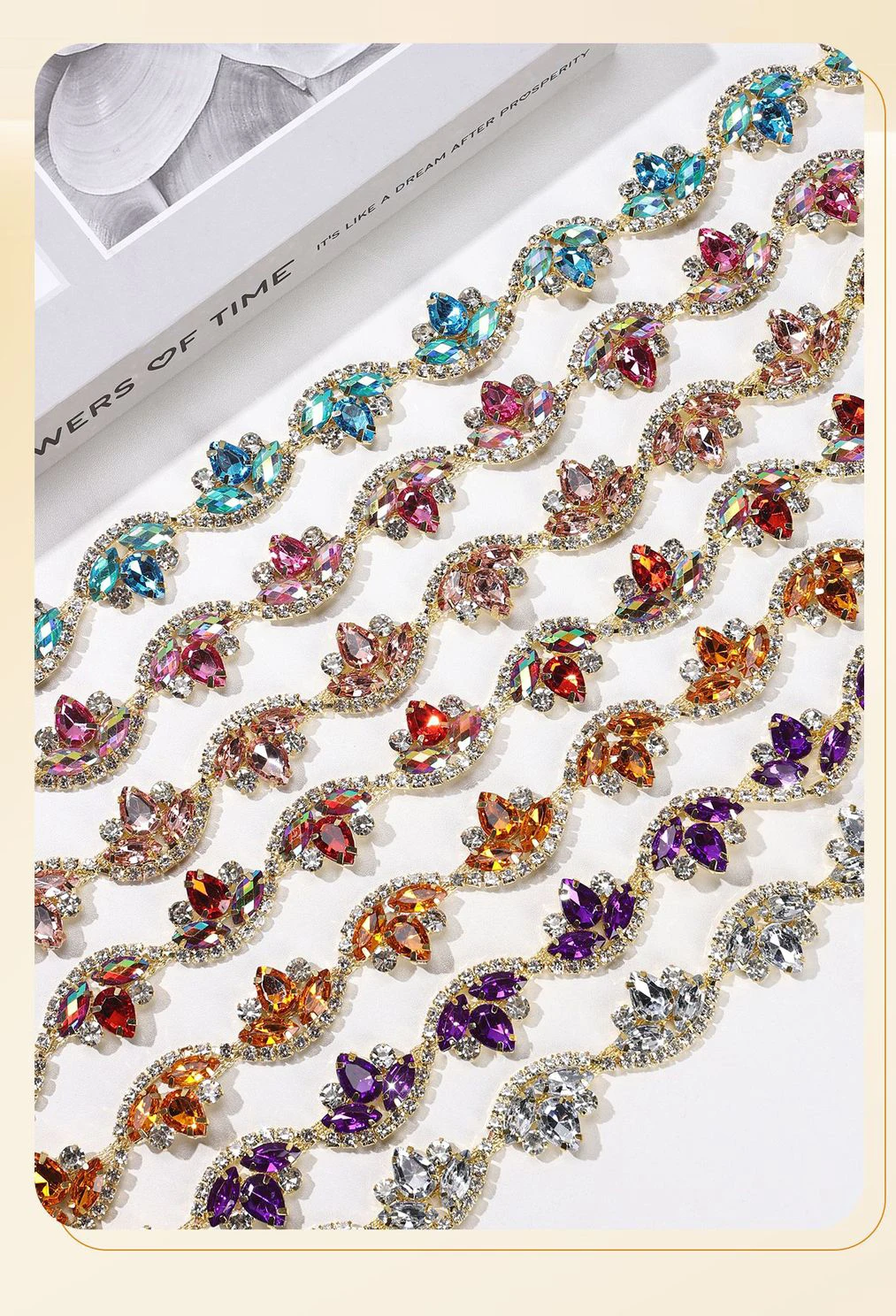 10 Yards Strasskette DIY Bastelzubehör Kleidung Accessoire Schuhe Tasche Hut Strassband Kristalldiamant Partygeschenke Dekoration – Detail 3