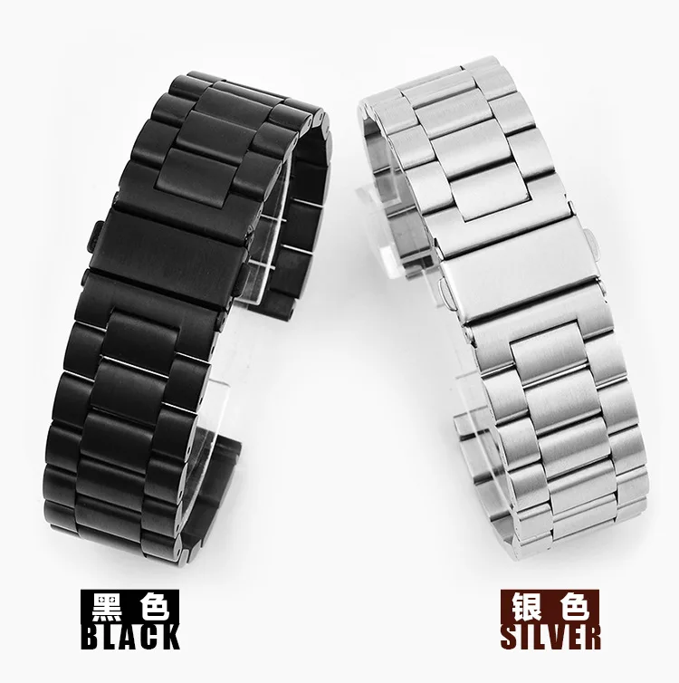 Black White Steel Watch Band for Samsung Gear S3 S4 S5 Frontier Classic 46mm 42mm Accessorie 20mm 22mm 24mm Watch Strap