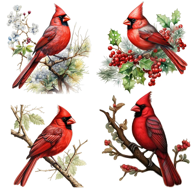 Three Ratels QN21 vivid Cardinalis cardinalis Cute bird art wall sticker  waterproof refrigerator sticker cardecals
