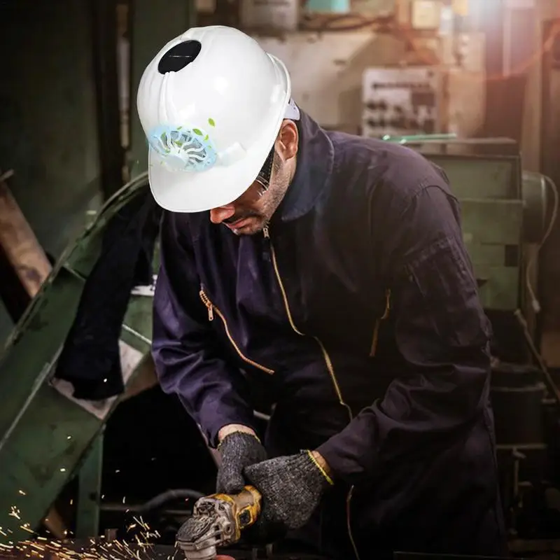 Industrial Hard Hats Waterproof Worker Caps With Solar Fan Ventilated Breathable Hard Caps Waterproof Worker Caps For Mechanics