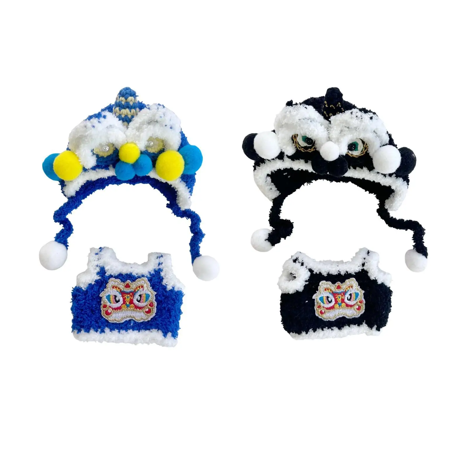 Doll Lion Dance Clothes DIY Photo Props Educational Clothing for Kids Dress up Doll Outfit with Lion Dance Hat for 5.91inch Doll