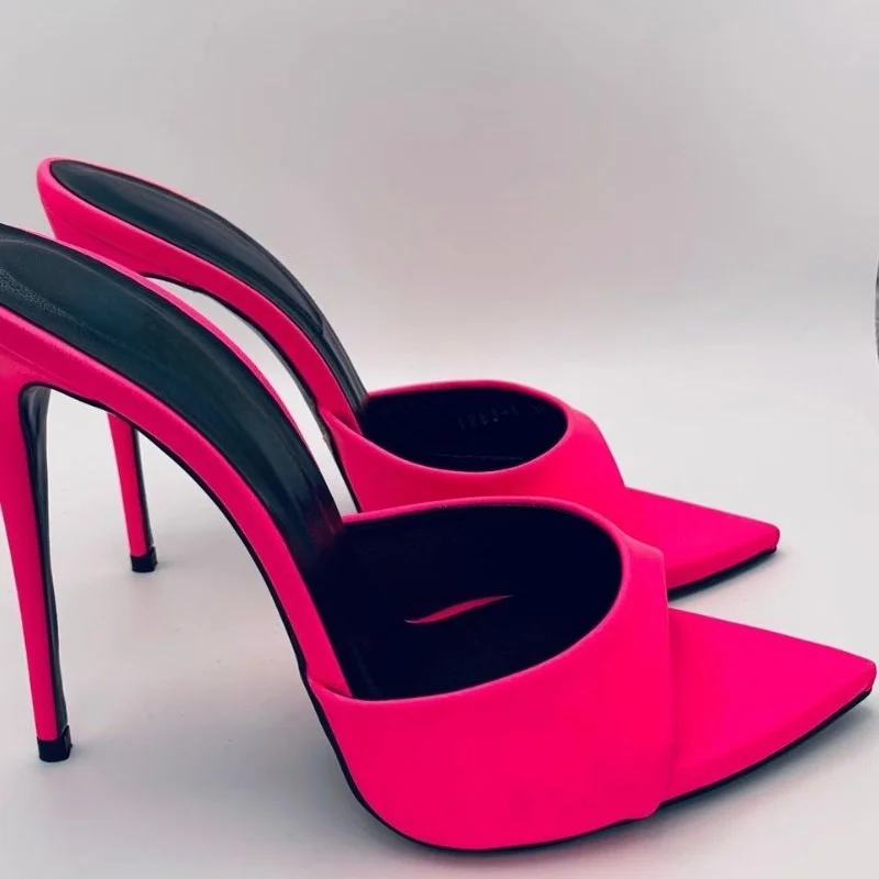 كاندي ملون عالية الكعب تصميم عصري الحد الأدنى متعدد الألوان وأشار الكعوب رقيقة كول النعال الصنادل دي موهير فيرانو