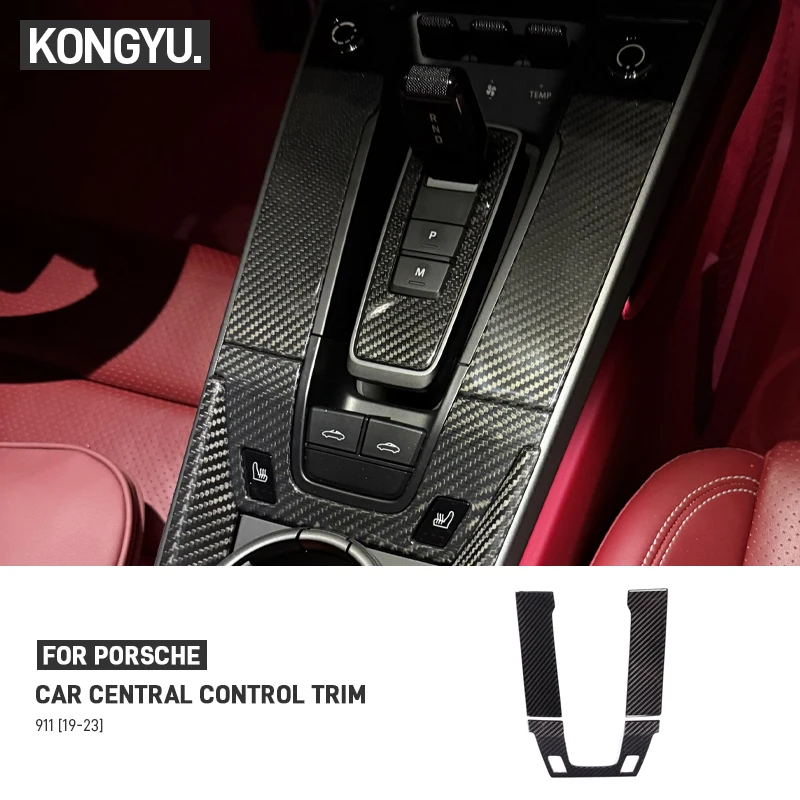 

Real Dry Carbon Fiber Car Interior Center Console Gear Shift Panel Cover Trim Sticker Accessories For Porsche 911 992 2019-2025
