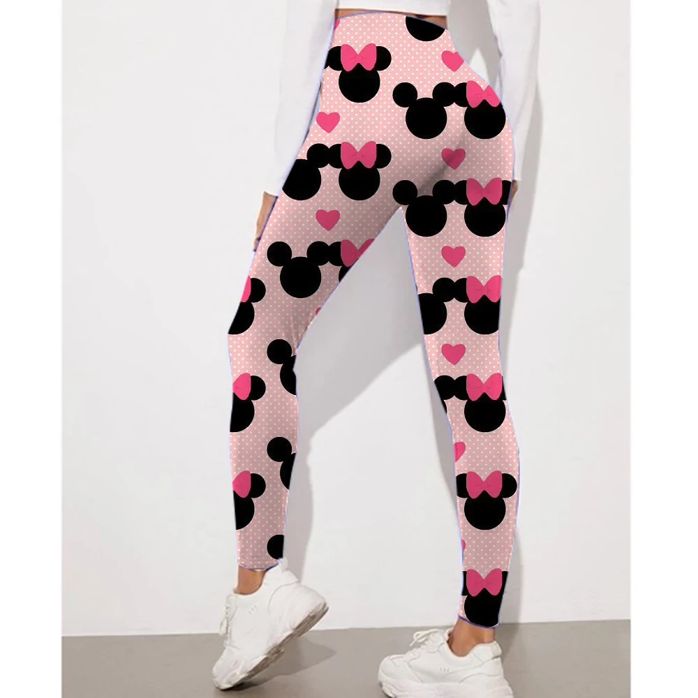 Disney Minnie und Mickey Mouse Print Leggings für Damen Leggings Tarnung Fitnesshose Weiche dehnbare Strumpfhosen Leggings Physisch