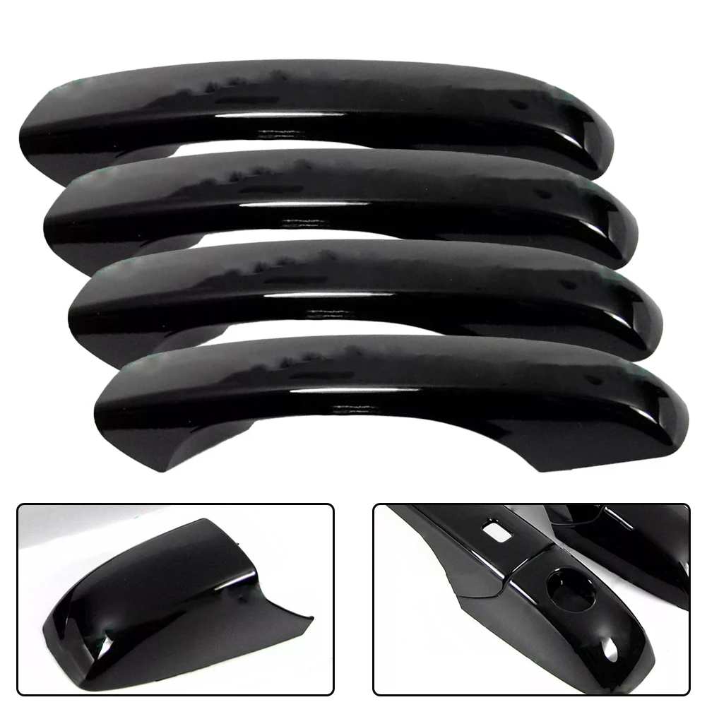 4PCS Bright Black Car Exterior Door Handles Gloves Car Side Door Handle Decoration Outer Outside For Chrysler For 300, For 300C,