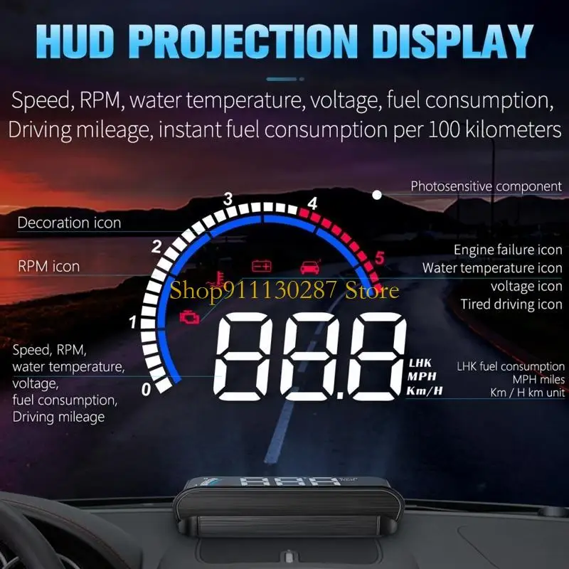

J1HC Car HUD OBD Navigation for Head Up Display Projector Consumption Speed