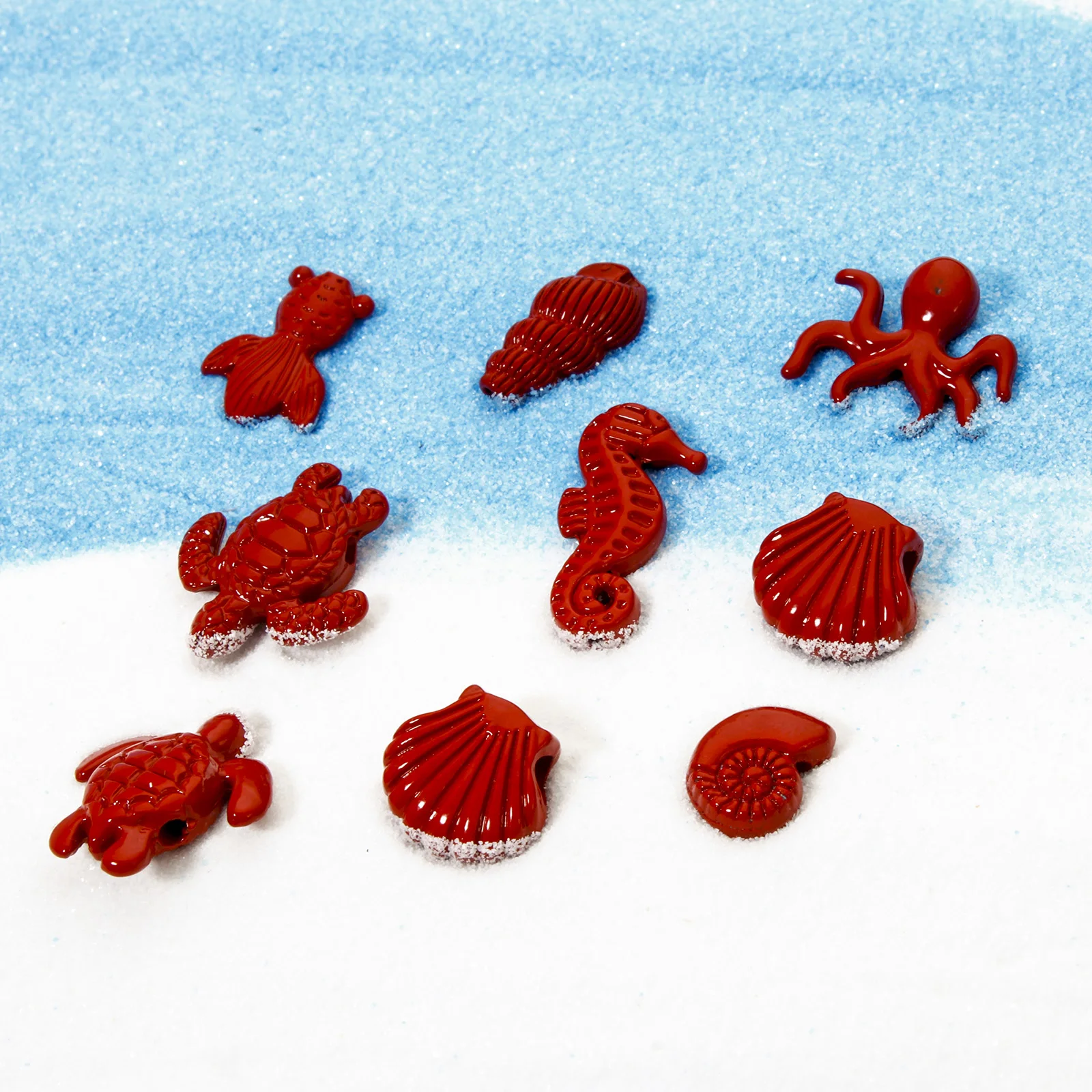 10pcs Mini Metal Beads Red Ocean Shell Seahorse Tortoise Animal Enamel Spacer Beads For DIY Jewelry Making Necklace Findings