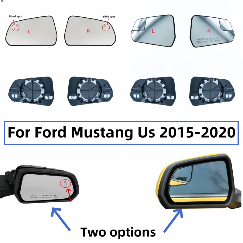 

Для Ford Mustang США 2015-2020 американское зеркало заднего вида, параллельное вспомогательное зеркало для слепых зон, автомобильное зеркало с подогревом, стеклянная часть