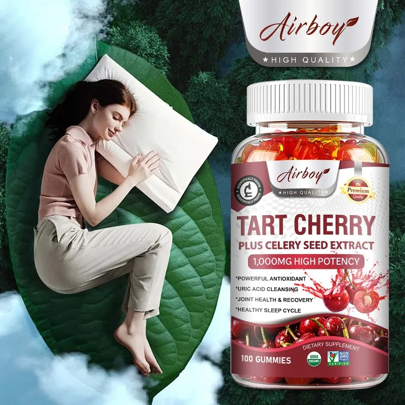 Tart Cherry Gummies - Antioxidants, Reduce Discomfort, Supports Joint and Muscle Repair, Uric Acid Cleanse, Improves Sleep