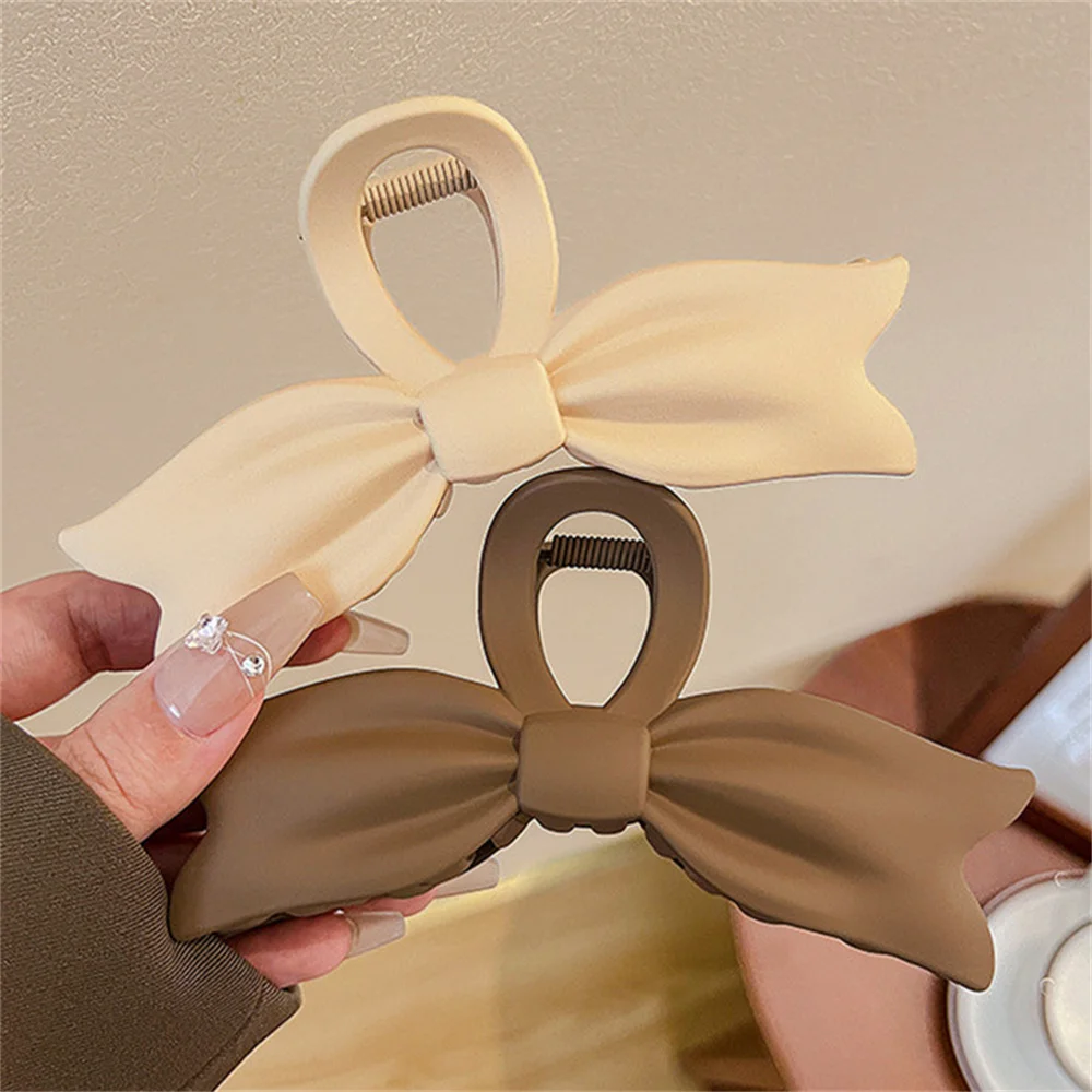 Plastic Frosted Bow Tie Hair Claw Fashion Sweet Hair Clip Ponytail Hair Claw Crab Bowknot Hairpins Girls Barrettes Accessories