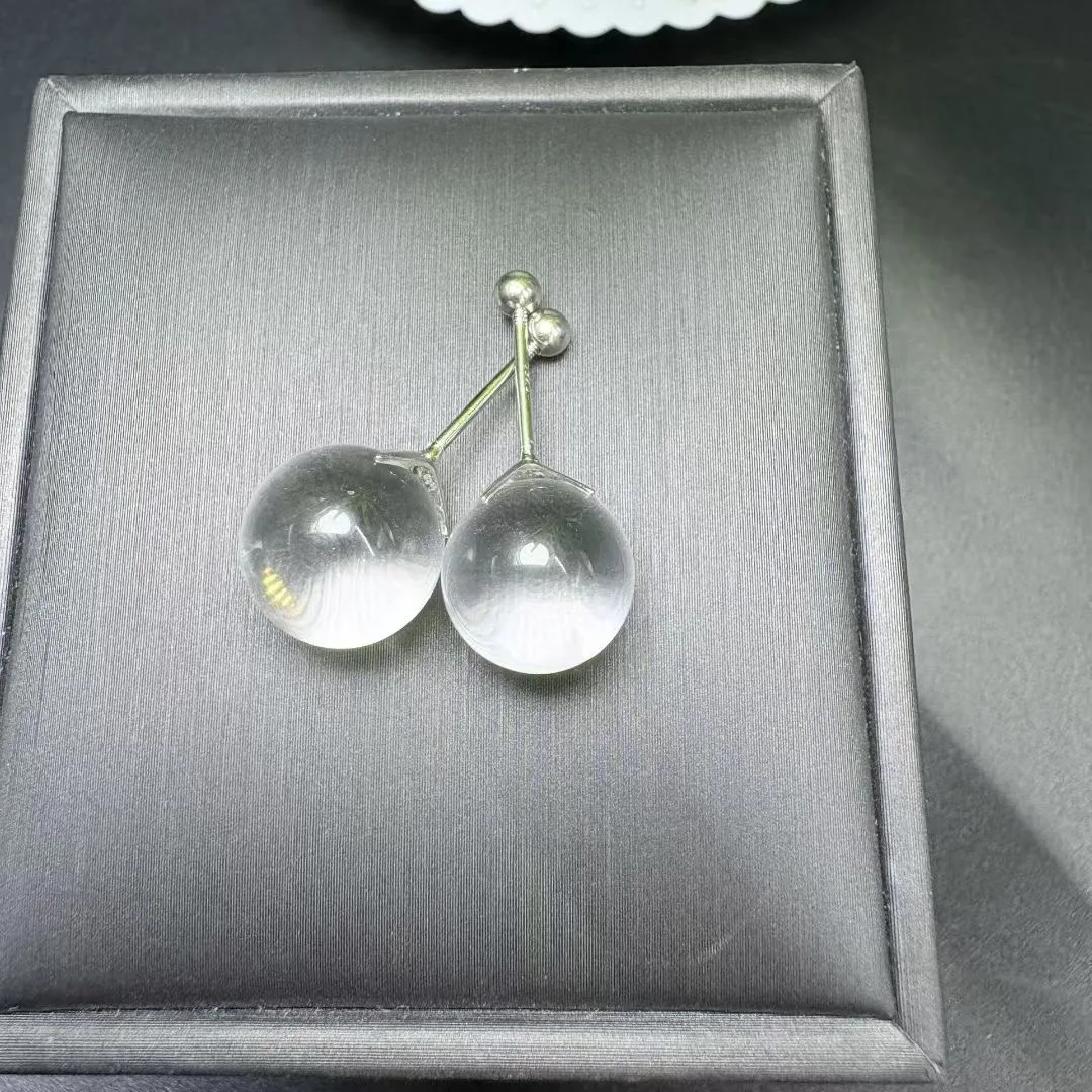 1 Pair Natural Clean Rock Quartz Sphere Earring Ear Stud 9MM 925 Sterling Silver Crystal Jewelry Gift For Women