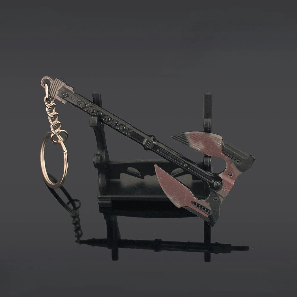 9 cm/3.54in Arena Breakout Game Randapparatuur Samurai Zwaarden Double Edged Battle Axe Metalen Hanger Legering Sleutelhanger Soldaat Wapens