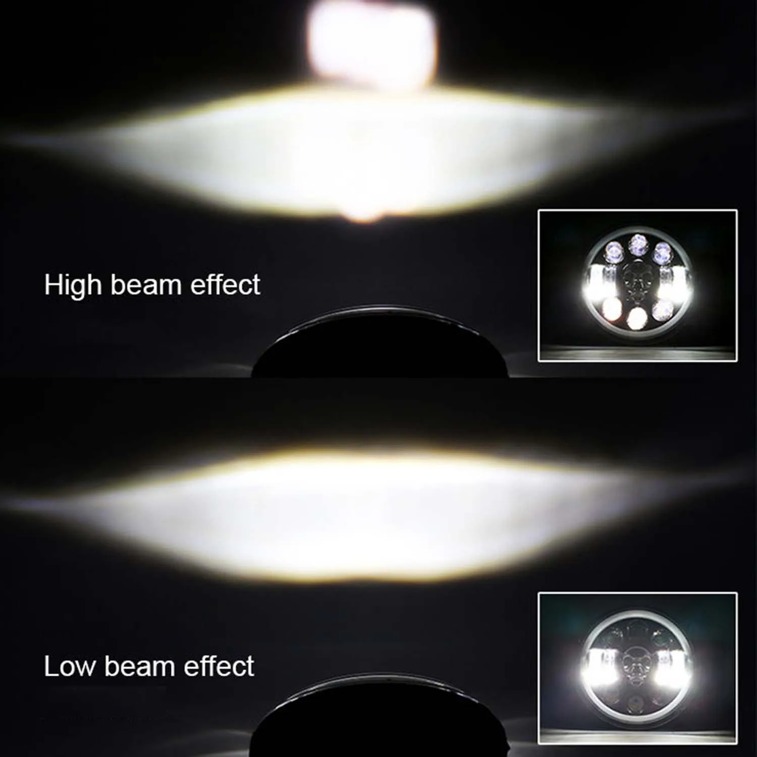 5.75 inch Motorcycle LED Headlight Skull Pattern Projector Halo Ring 5 3/4