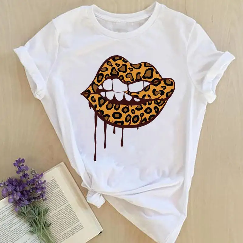 Women Print Tops Tees Sexy Lip Watercolor 2022 Female Ladies Summer Fashion Lady Tshirt Clothes Short Sleeve Graphic T-Shirt