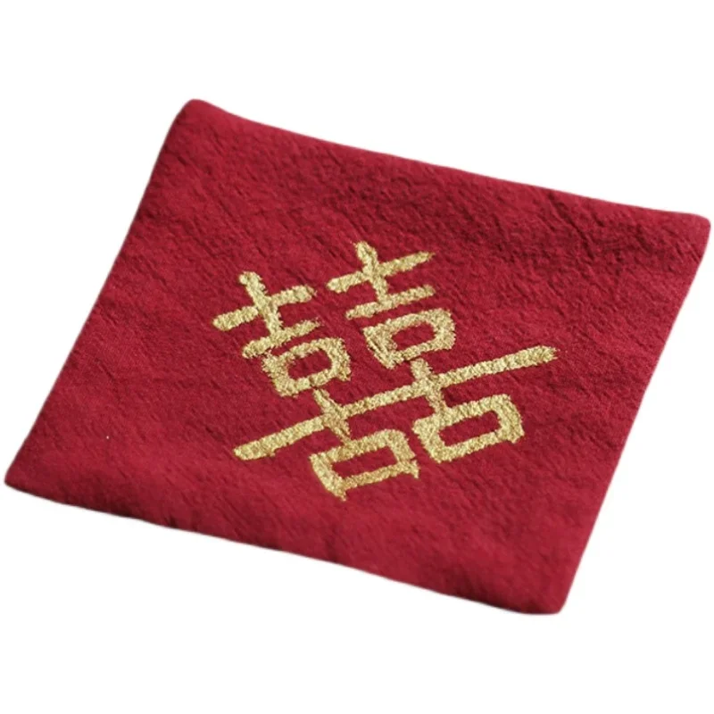 Xi Character Coaster Fabric Wedding Tea Ceremony Tray Wedding Room Decoration Wedding Photography Props