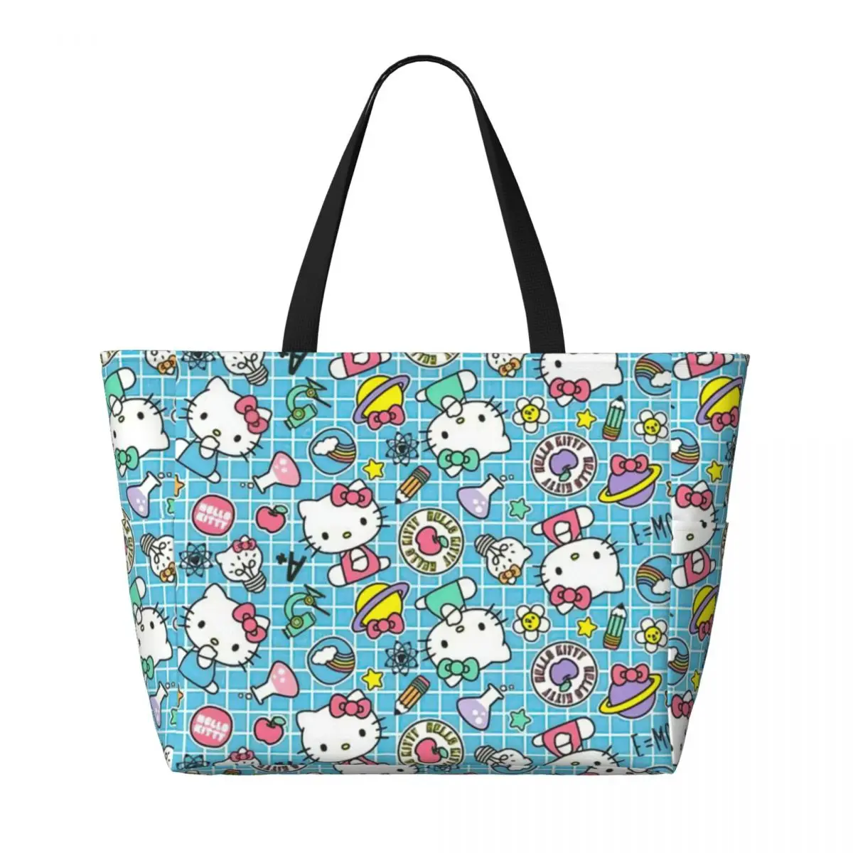 Borsa Tote personalizzata per gatti Hello Kitty Chemical di grandi dimensioni per le donne borsa da viaggio per palestra da spiaggia con tracolla