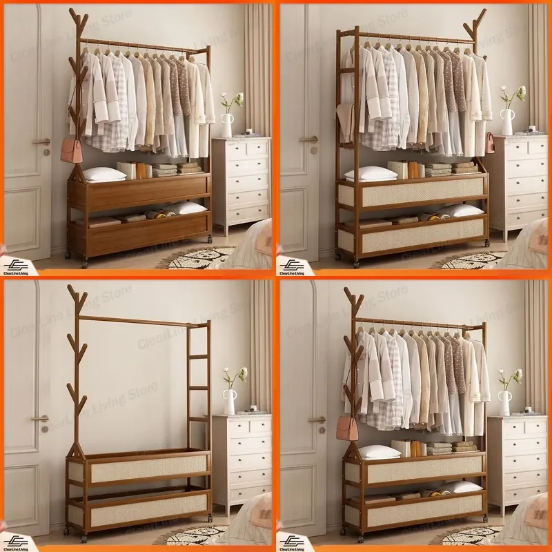 for Nanzhu floor to ceiling hanger household bedroom coat rack indoor clothes rack wooden simple rack