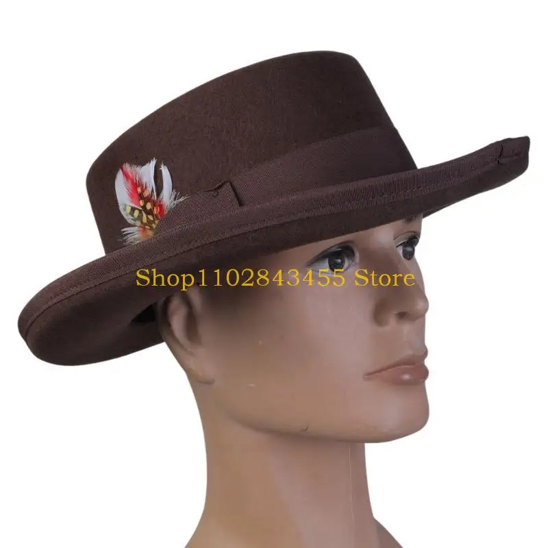 49MC Short Brimmed Fedoras Cowgirl Hat Western Top Hat for Boy Man Adults Hat