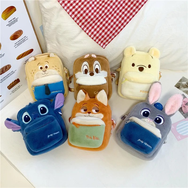 

Kawaii Disney Stitch Plush Crossbody Bag Backpack Anime Nick Wilde Judy Hopps Storage Bag Stylish Cartoon Cute Shoulder Bag Gift